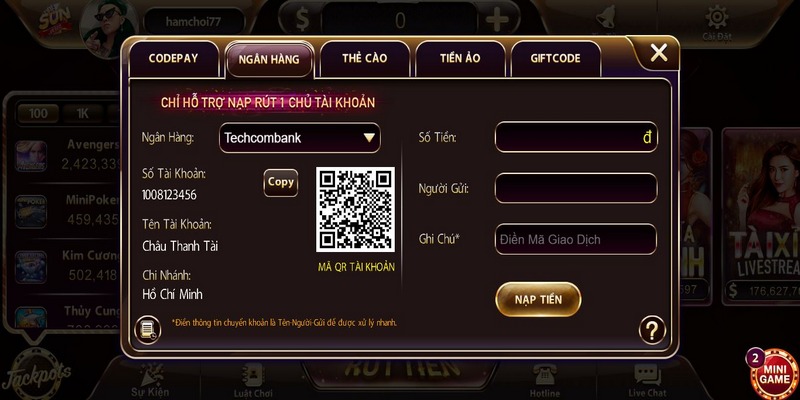 Giao dịch nạp rút tiền dễ dàng tại hệ thống